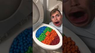 Experiment Eating Colorful MampMs Reeses out of Toilet🍡😂😂 shorts [upl. by Salohcin]