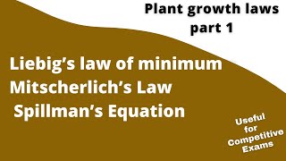 Plant growth laws Part 1 Liebig’s law Mitscherlich’s law Spillman’s equation [upl. by Downing]