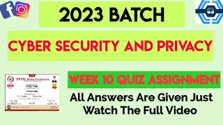 Cyber Security and Privacy Week 10 Quiz Assignment  Week 10  NPTEL 2023 [upl. by Assirak55]