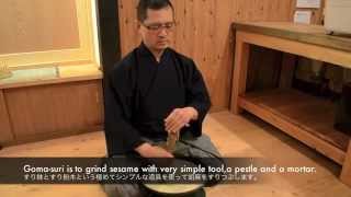 Gomasuri  Grinding sesame  Japanese Shojin Cuisine  Short version [upl. by Bej]