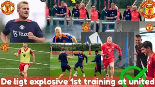 💯🔥DE LIGT SHINES IN HIS FIRST MANCHESTER UNITED TRAINING SESSION🔥💯 [upl. by Siuqcram353]