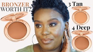 TESTING CHARLOTTE TILBURY NEW DEEP POWDER AND TAN BRONZER DARK SKIN FRIENDLY Belle Mbwese [upl. by Nolyaj]