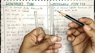 DIFFERENCE BETWEEN WINTROB TUBE AND WESTERGREN PIPETTE [upl. by Yerffoej]