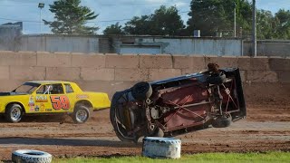 Shawano speedway Imca stock car rollover 62924 [upl. by Lamori]