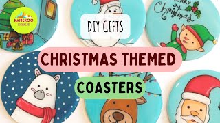 Christmas Themed Coasters 😍 DIY Gift Ideas  Coasters  christmas christmasdiy coasters [upl. by Fugate]