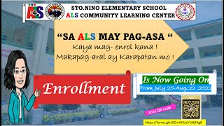 ALS ANNOUNCEMENT FOR ENROLLMENT [upl. by Bedell]