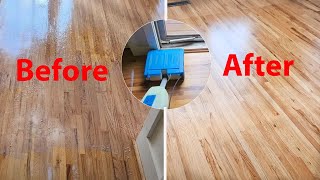 Restoring Hardwood Floors by removing wax buildup then recoating with polyurethane [upl. by Yemar382]