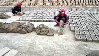 Brick making manually in the Bangladeshi local brick factory Traditional brick [upl. by Nwotna]