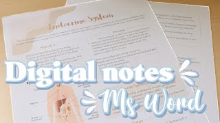 DIGITAL NOTETAKING USING MSWORD I How to make aesthetic notes in Microsoft word [upl. by Cas]