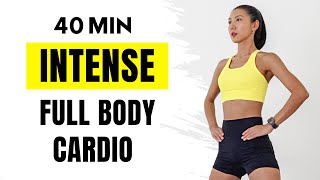 40 min FULL BODY INTENSE CARDIO WORKOUT at home  No Jumping No Repeat No Equipment [upl. by Nevyar]