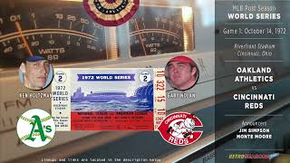 1972Oct14 • OAKCIN • World Series G1 • Oakland Athletics vs Cincinnati Reds  Radio [upl. by Adriena]