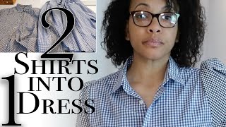 How to Make a Dress out of 2 Shirts  Shirt Dress DIY [upl. by Winton699]