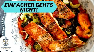 Lachs mit Ofengemüse und schmackhafter Soße zubereiten [upl. by Imim]