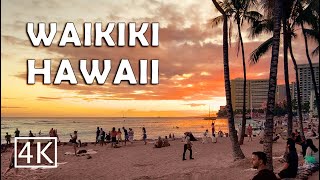 4K Waikiki Beach in Honolulu Hawaii  Evening Walking Tour [upl. by Hayman]