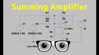 Summing Amplifier circuit simulation in ltspice [upl. by Eelreveb]