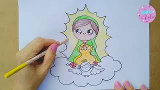 CÓMO DIBUJAR A LA VIRGEN DE GUADALUPE 🕍 KAWAII paso a paso [upl. by Digirb604]