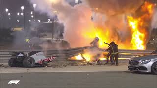 Romain Grosjean Walks out of Fire After Dramatic Crash in F1 [upl. by Dobson]