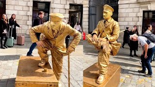 How London Levitating Goldman Statue works hard to entertain peoplelivingstatue floating art [upl. by Mihcaoj615]