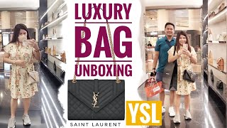 Buying Luxury Bag  YSL Saint Laurent Medium Envelope Monogram Bag unboxing  Taipei 101  Anne Mary [upl. by Johppa]