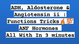 ADH Aldosterone Angiotensin ii Functions Tricks  Human Physiology Tricks [upl. by Ima]