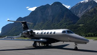 Embraer Phenom 300E OEGBH LOUD Startup and Take off at Innsbruck [upl. by Alig611]