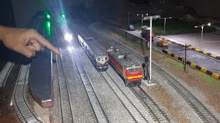 NIGHT VIEW OF INDIAN RAILWAY MODEL  Wap7 High speed run  TRAIN IN HO SCALE [upl. by Ennayar]