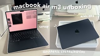 MacBook Air M3 Unboxing  setup widgets aesthetic customization [upl. by Lucienne]