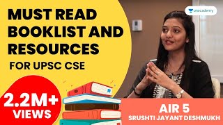 Must Read Booklist and Resources for UPSC CSE by AIR 5 Srushti Jayant Deshmukh [upl. by Dorree]