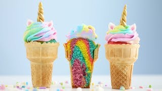 Unicorn CakeCones with a MAGICAL Surprise INSIDE [upl. by Carmelia]