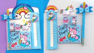 How to make Unicorn Stationary Sethow to make cute stationary kit at home easyHomemade stationary [upl. by Izabel]