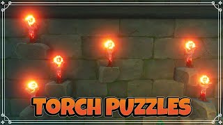 All Torch Puzzles Underground Cave  Shirikoro Peak  Tsurumi  Genshin Impact [upl. by Selmner396]