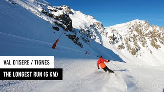 The longest run in Val dIsere Tignes Grande Motte glacier to Val Claret village top to bottom [upl. by Marlene]