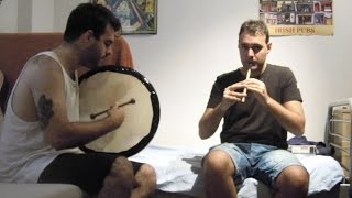 The London Lasses Reel on tin whistle and bodhrán [upl. by Siravaj]