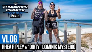 Rhea Ripley and “Dirty” Dominik Mysterio zipline in Perth Western Australia [upl. by Lecrad]