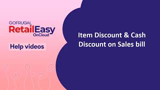 Item Wise and Cash Discount on Sales Bill in TruePOS [upl. by Nekciv]