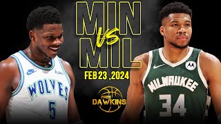 Minnesota Timberwolves vs Milwaukee Bucks Full Game Highlights  February 23 2024  FreeDawkins [upl. by Sabella]