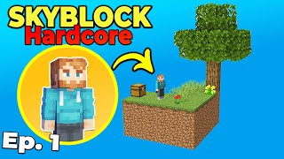 I Tried Minecraft Skyblock but its HARDCORE Survival 1 [upl. by Lyrahc]