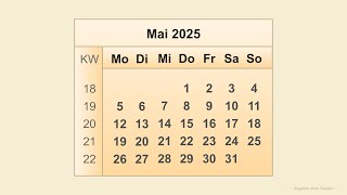 Kalender Mai 2025 [upl. by Cormier]