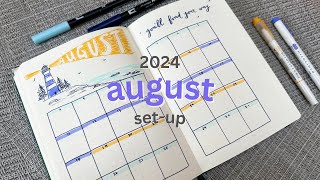 August 2024 Bullet Journal Setup 💡🏠 lighthouse theme plan with me [upl. by Rhynd]