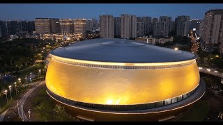 Awesome night view of Liangzhuinspired comprehensive training center for the Hangzhou 2022 [upl. by Ynohtnaluap]