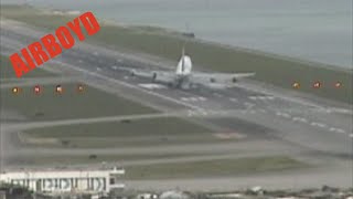 747 Hard Crosswind Landing In Hong Kong [upl. by Claiborn]