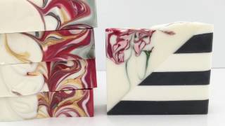 Soapmaking Diagonal sliced Striped Soap with Swirls [upl. by Haleemak]