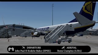 P3D V45 Krakow to Rome EPKKLIRA  737800  Ryanair  RYR6HU [upl. by Iliram]