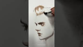 Watercolor portrait painting Male model  Monochromatic painting [upl. by Ajaj]