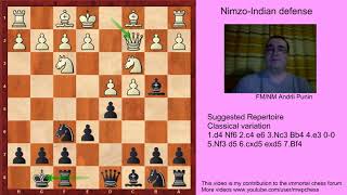 Chess  NimzoIndian Defense for black4Qc2 00 5Nf3 d5 6cxd5 exd5 7Bf4 [upl. by Langston]