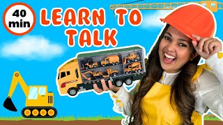 Construction Vehicles Cars Shapes amp Animals For Kids 🚧 🚜 🏎️ 🦘  Ms Moni  Kids Learning Videos [upl. by Eellehs]