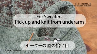 セーターの脇の拾い目 For Sweaters Pick up and knit from underarm [upl. by Lud]