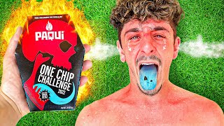 I Ate the NEW Worlds Spiciest Chip  2022 One Chip Challenge [upl. by Draneb396]