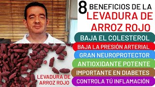 8 beneficios de⚡❤️ LEVADURA DE ARROZ ROJO❤️⚡ COLESTEROL💪CORAZÓN ❤️CEREBRO⚙️ ANTIOXIDANTE💖 DIABETES👍 [upl. by Tiram]