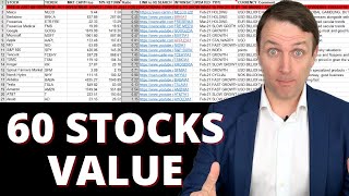 Intrinsic Value Calculation Template With 60 Stocks Explained inputs  assumptions [upl. by Sivad]